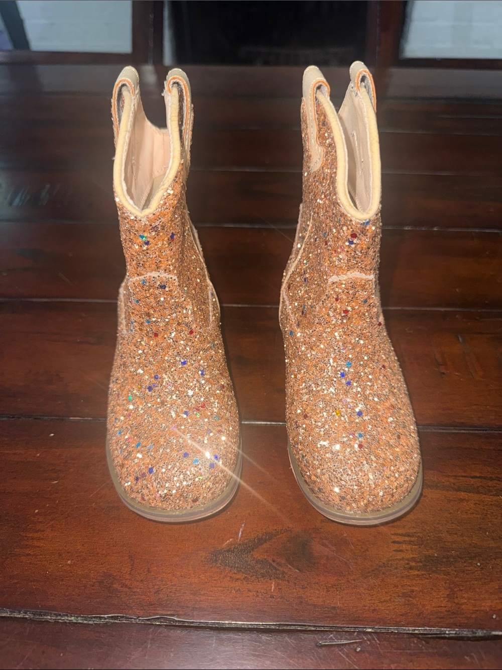 Kids Glitter Western Boot - Sparkling Tan